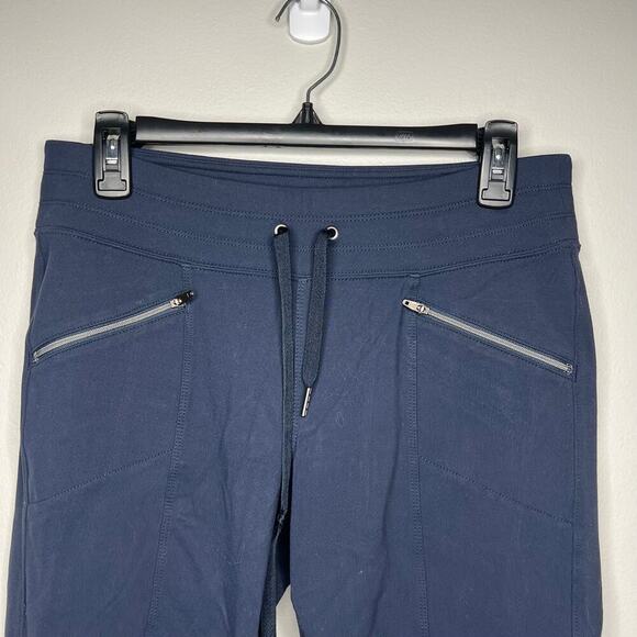 ATHLETA Women's Size Small Navy Joggers Zip Pockets Tapered Leg Stretch Material - Picture 2 of 8